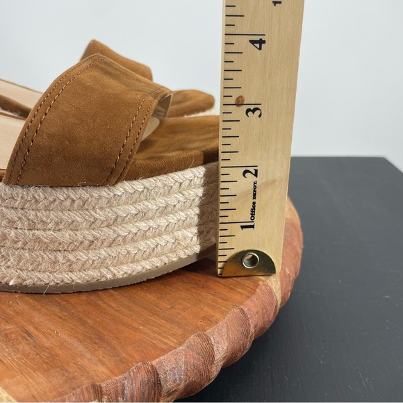 Veronica Beard Gianna Raffia espadrilles platform Sandals Sz 10 caramel leather - Picture 8 of 9